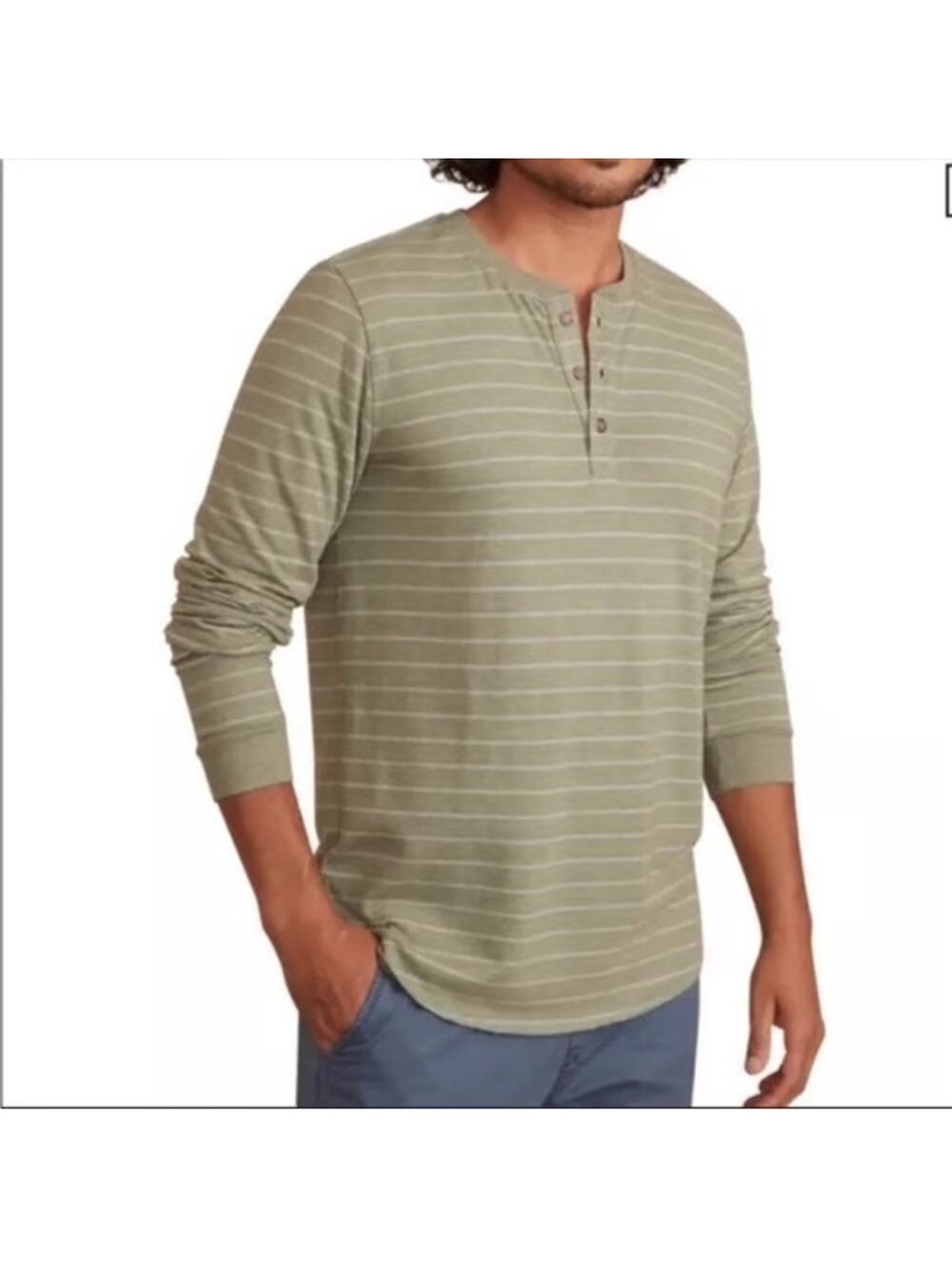 Marine Layer Striped Henley in Dusty Olive! Men’s Med.! Perfect shape! So soft